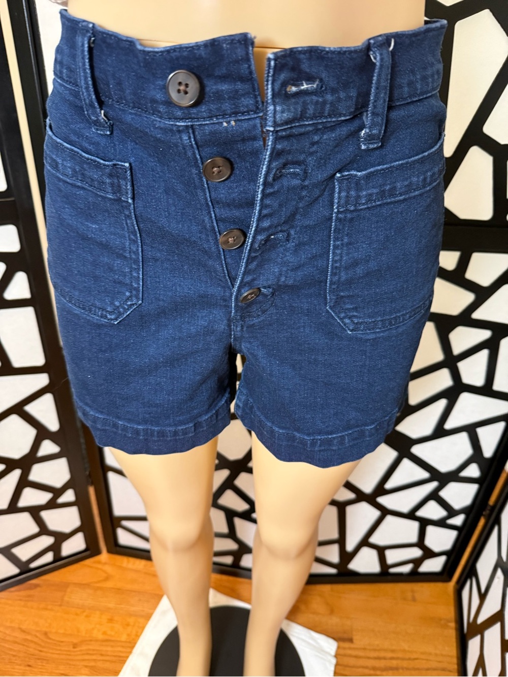 J. Crew Indigo High-Rise Button fly Front Denim Shorts